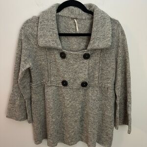 Free People Vintage Sweater Jacket l Grey l sz Med l EUC